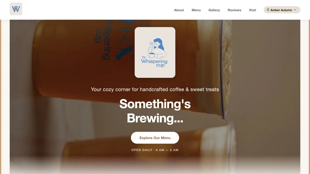 Whispering Cup live homepage